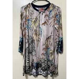 Johnny Was Women's Shining Bright Bamboo Tigers Swing Tunic Top - Size XS